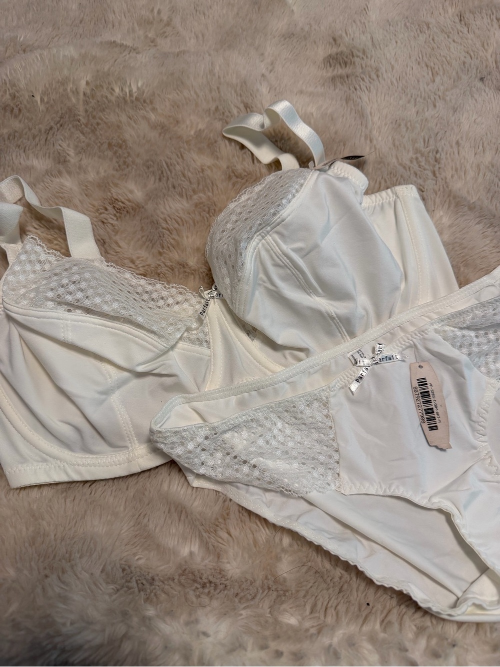 Parfait White Lace Trim Bra & Brief Set